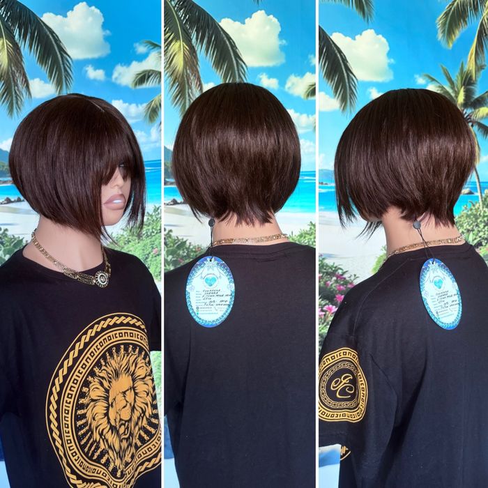 Натуральный парик кожа шёлк славянка русые волосы боб каре с чёлкой