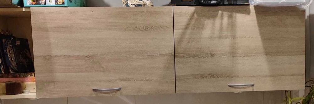 Komplet szafek kuchennych dąb Sonoma z blatem nakrapiana biel