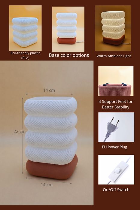 Candeeiro Retro com Base Personalizável | Luz Ambiente Quente | Impres