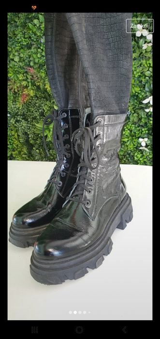 glany ojki Skórzane ciepłe Simen lakierowane  panterka jakość ekstra