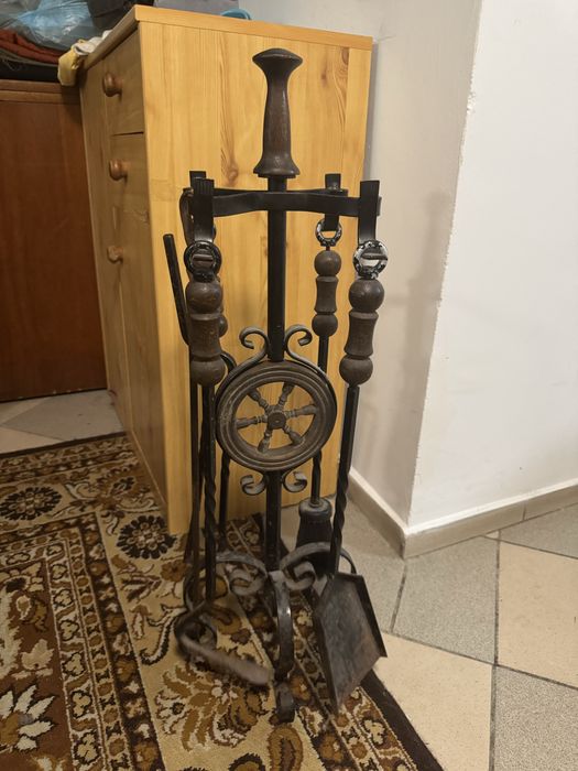 Vintage zestaw narzędzi kominkowych PRL