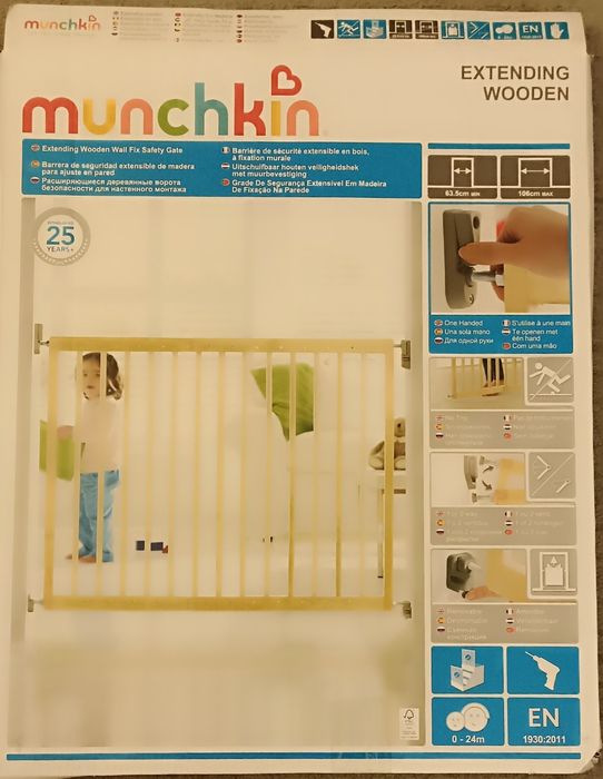 Grade de proteção extensível em madeira - Munchkin - cimo escadas