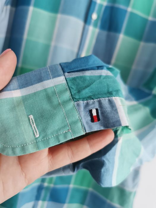 Tommy Hilfiger koszula w kratkę męska logowana slim fit M