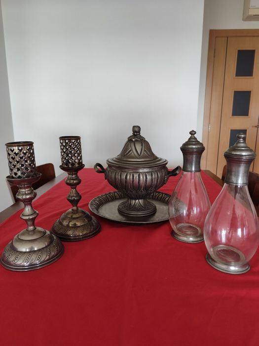 Terrina Castiçais Garrafas Casquinha Vidro