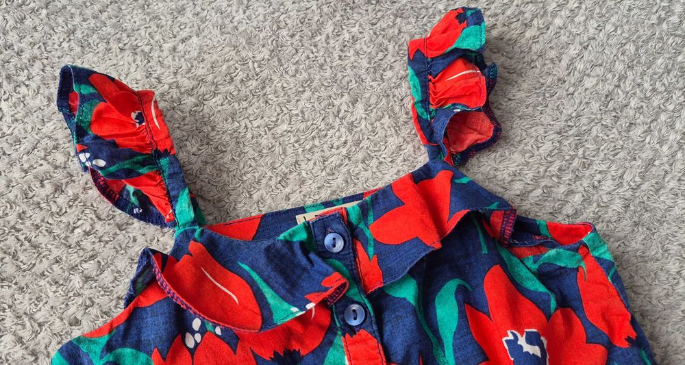 Letni kombinezon na ramiączkach, czerwone kwiaty, Next, 98