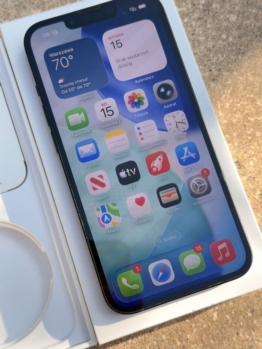 iPhone 13 Czarny - z pudełkiem, kondycja 97%, ładny stan