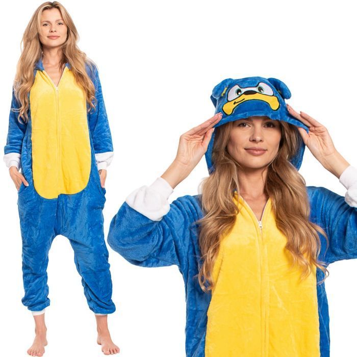 Piżama Damska Kigurumi Onesie Kostium Sonic Niebieski 145-155 cm S