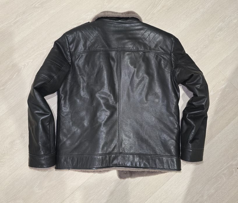 Шкіряна зимова куртка на хутрі / дублянка, нова чоловіча, L Xl 50 - 52