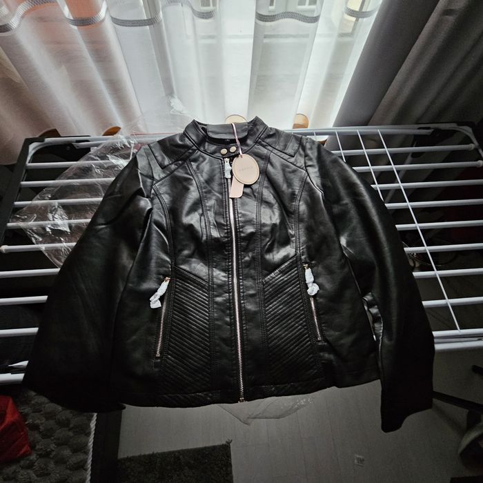 Kurtka skórzana ekologiczna damska ROCKYLADY czarna Dstreet  romiar L