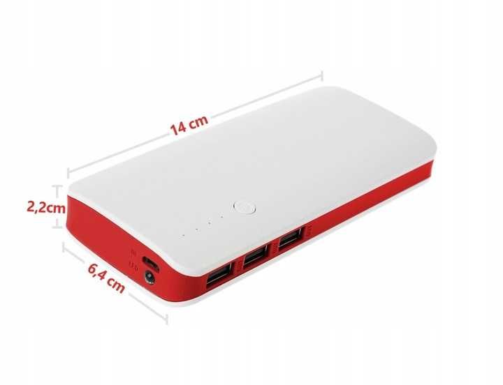 SZYBKI Powerbank 20000 mAh 3xUSB czarny zewnętrzna bateria wytrzymały