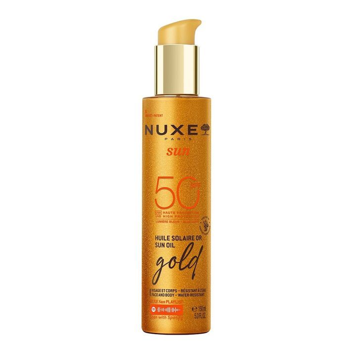 Nuxe Sun rozświetlający olejek z drobinkami do opalania  SPF50 150ml