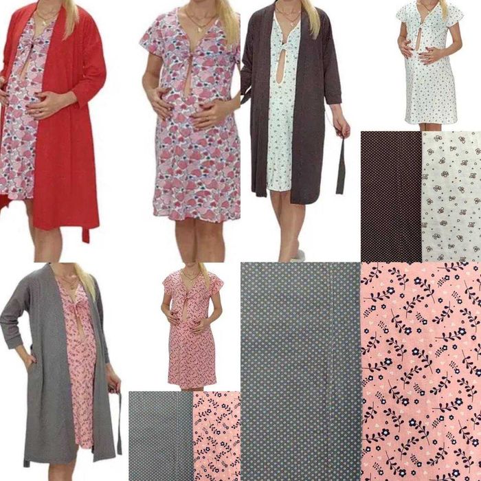 Для вагітних халат з сорочкою на зав'язках  44-62