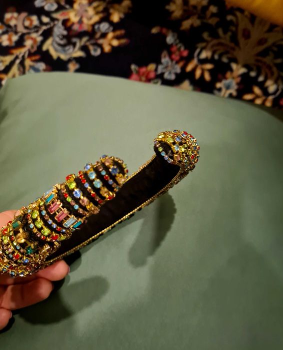 Arco para cabelo Bandolet para festa com pedras brilhantes Barroco