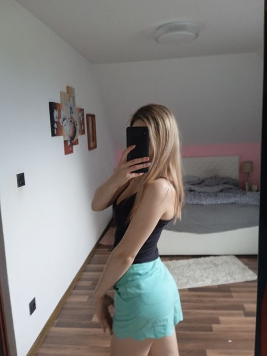Spodenki letnie niebieski wysoki stan ASOS szorty modne eleganckie s m