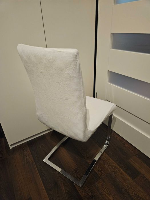 Pokrowce na krzesła miękkie welurowe białe 4 sztuki komplet