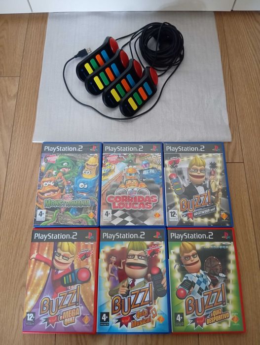 Campainhas Buzz PS2 PlayStation 2, 6 jogos (retomo jogos PS1)