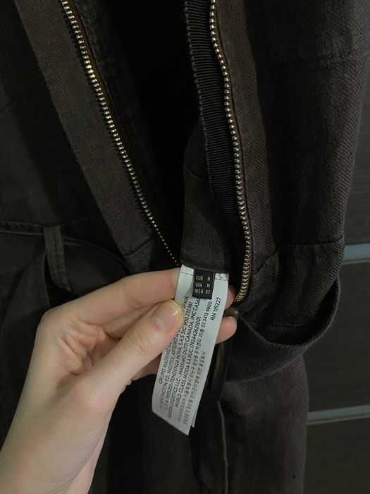 Шоколадний лляний комбінезон Massimo Dutti коричневий комбез массімо