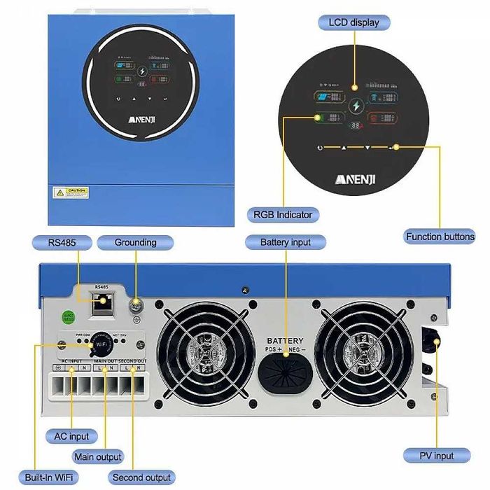 Комплект 5 кВт + 5.1 кВт*г інвертор Anenji Datouboss LiFePO4 48V/100Ah