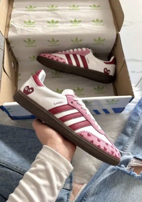 Заголовок: Кросівки Samba x Comme des Garçons Play White Pink (37-41) | Нові Самба