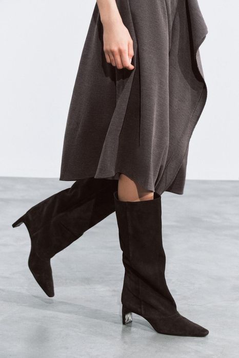 Замшеві чоботи Zara розмір 40