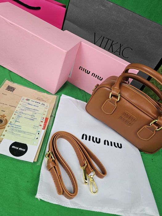 Komplet Torebka damska Miu Miu torba biznesowa nowość brazowa kuferek