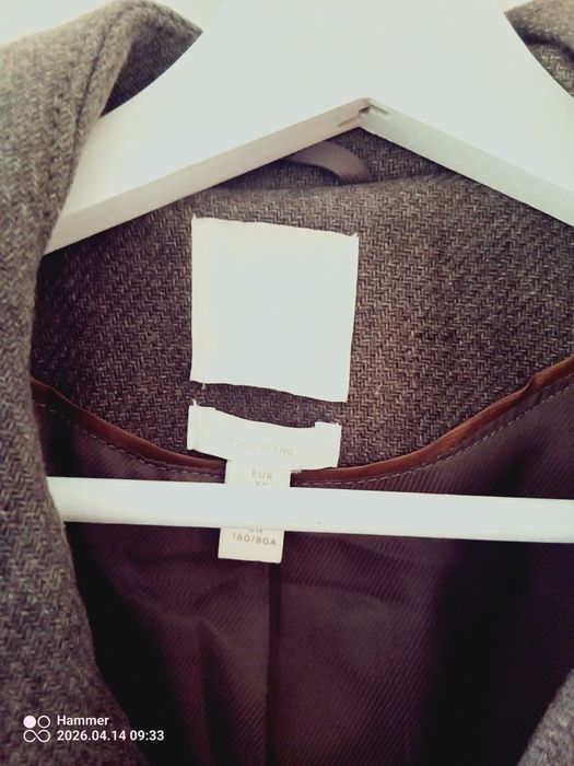 Płaszcz H&M z wełna z kieszeniami