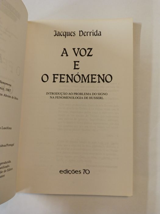 A voz e o fenómeno, de Jacques Derrida