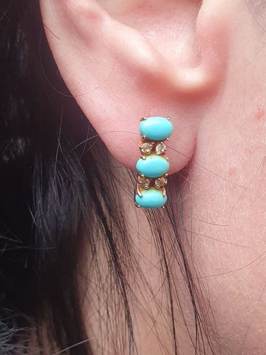 Золотые серьги с бирюзой