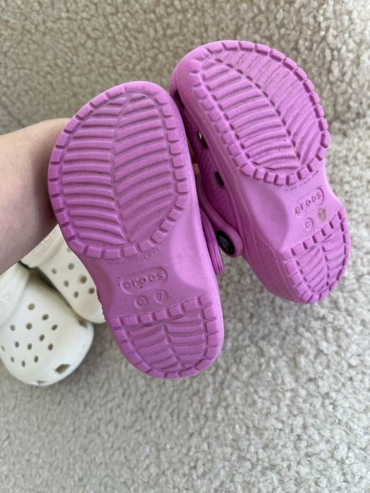 Crocs c7 білі та розові 14,5 см