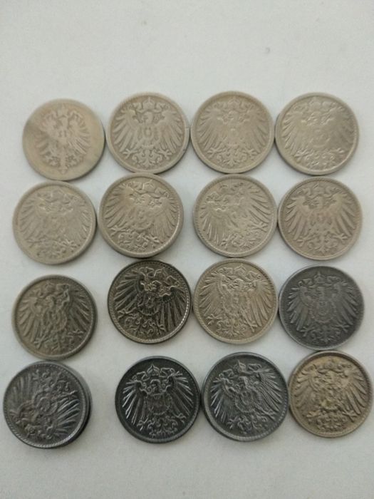 Moedas de 5 Pfennig 1874 a 1922 Alemanha
