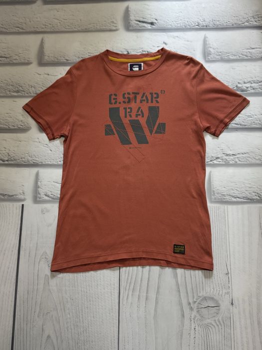 G-Star RAW футболка помаранчева L чоловіча з логотипом
