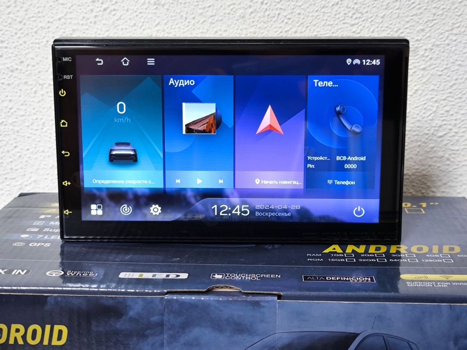 Автомагнитола 7"дюймов 2/64gb с Карплей и Андроид Авто с Микрофоном