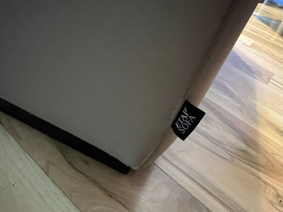 Skórzana sofa narożna ETAP SOFA – jasny beż, naturalna skóra