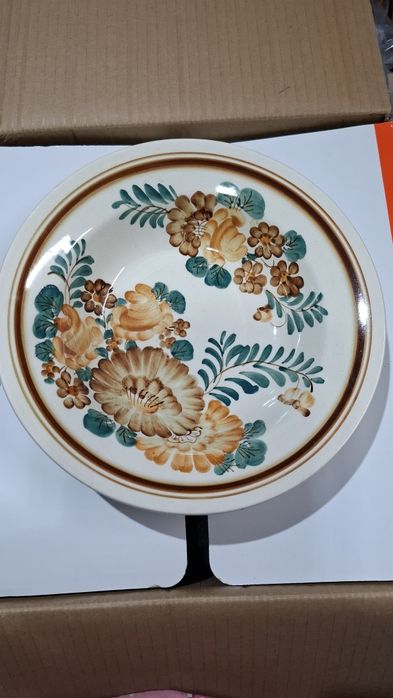 Talerz ozdobny kwiaty i łyżka chochelka  ozdobna