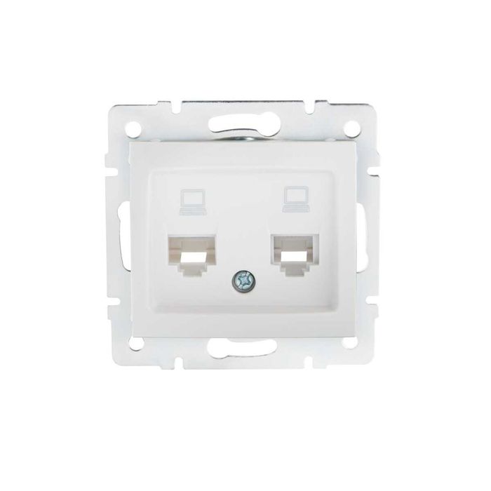 DOMO Gniazdo komputerowe 2xRJ45 Cat 5e podtynkowe Moduł BIAŁY KANLUX