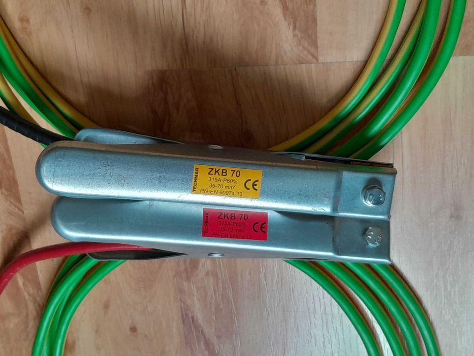 Kable przewody rozruchowe 16 mm2 o długości 2 x 3 metry 70 cm