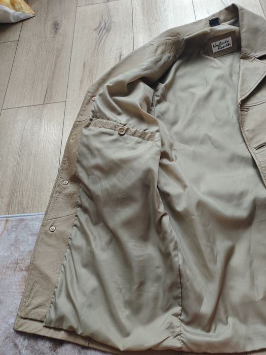 Skórzana piaskowa kurtka męska Umberto Rosetti – 100% Skóra Naturalna