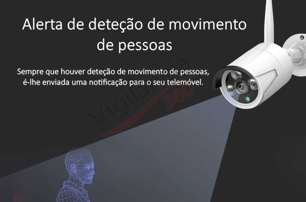 Sistema de Vigilância WiFi 8 Canais com Monitor 12”+ 4 Câmaras 3MPNOVO