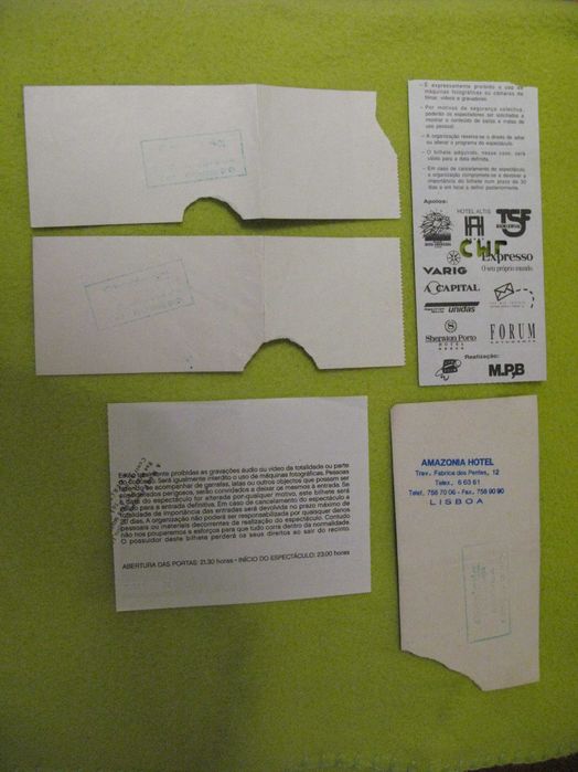 Bilhetes antigos de concertos para Colecionadores