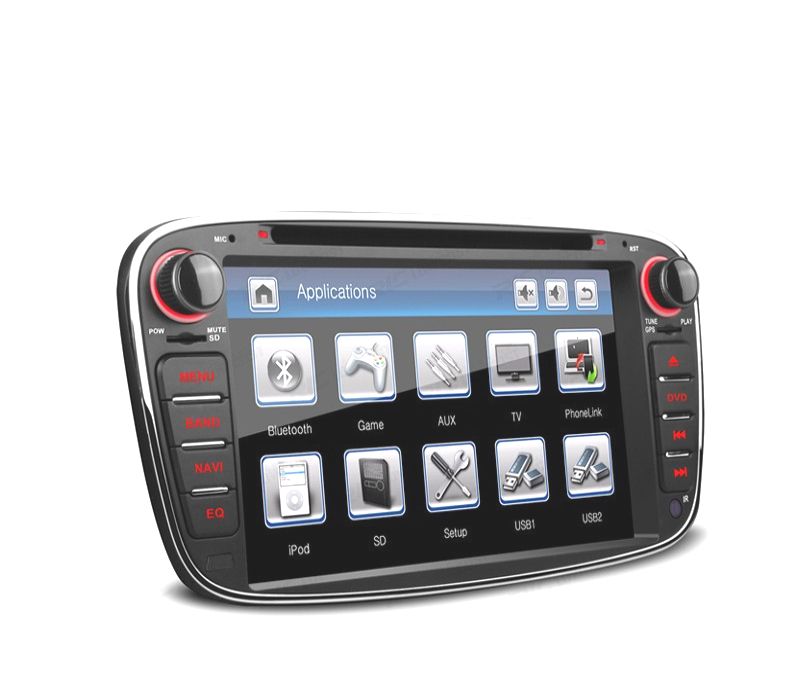 AUTO RADIO 2DIN 7" PARA FORD REDONDO COR PRETO USB GPS TACTIL HD