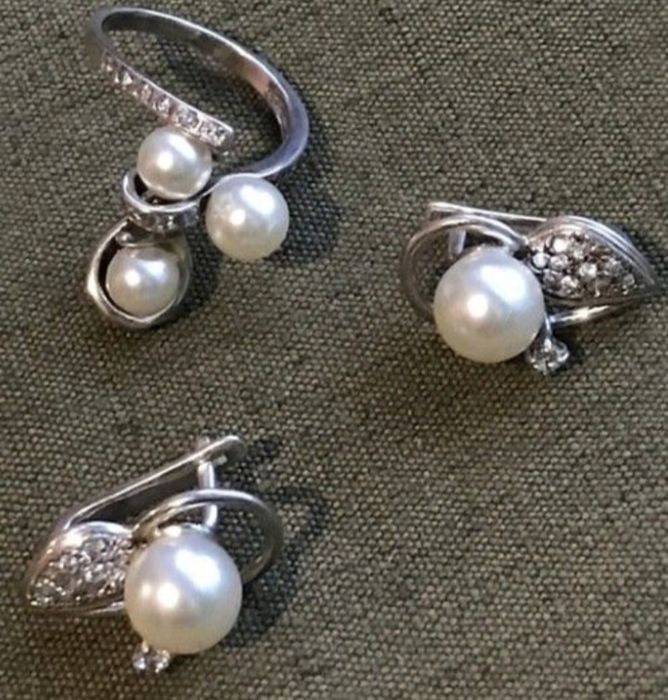 СЕРЬГИ + КОЛЬЦО серебро 925 пробы