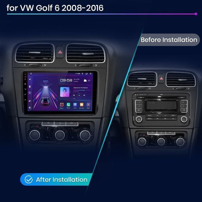 VW Golf 6 – Radio Android 15 9" CarPlay Android Auto 2GB/32GB GPS Nawigacja Stacja Multimedialna WiFi Bluetooth PL