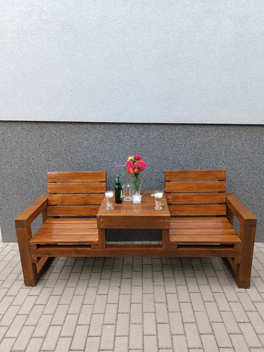Ławeczka dwuosobowa ogrodowa ze stolikiem