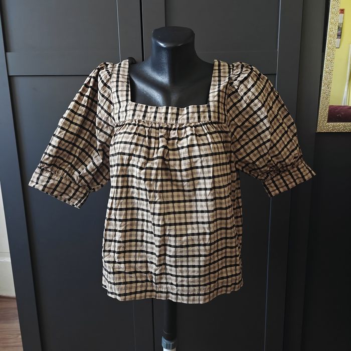 Bluzka kratkę 36 S bufiaste rękawy kwadratowy dekolt babydoll bufki vintage cottagecore peplum freequent