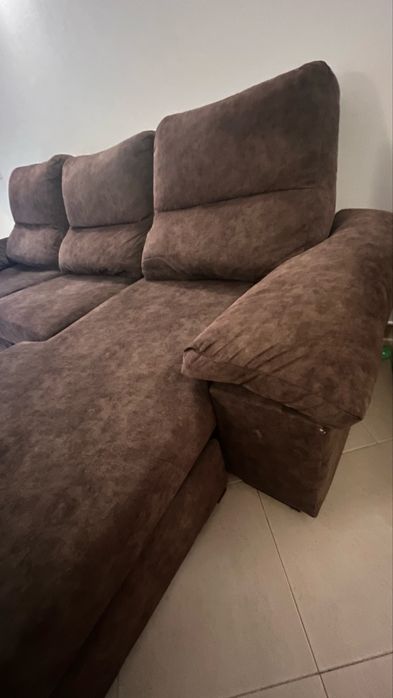 Sofa ChaiseLong Castanho Semi Novo