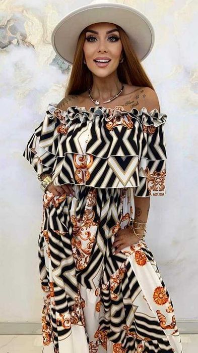 LOLA BIANKA Sukienka w stylu greckim Oversize na każdą okazje