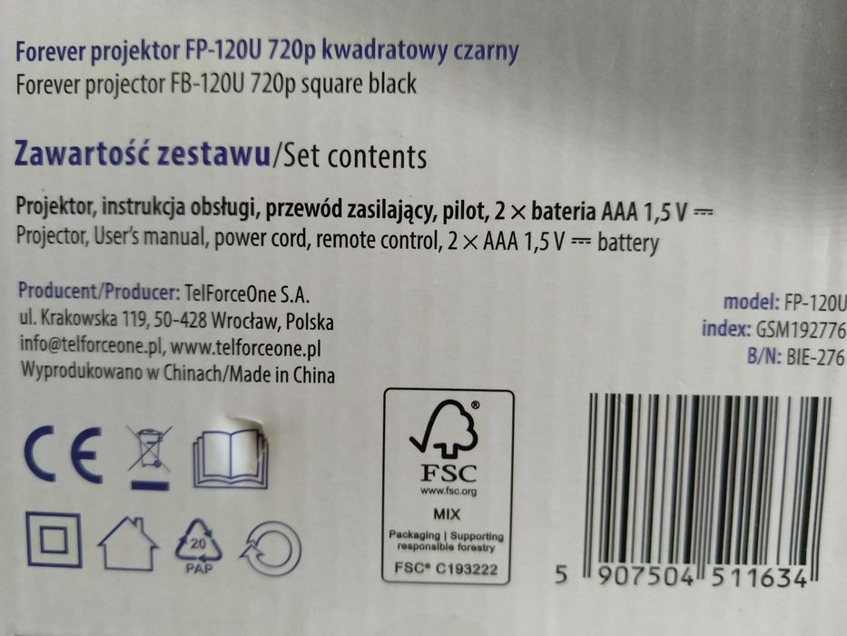 NOWY Smart Projektor FOREVER Led Android 12 Wifi Bluetooth + Aplikacje