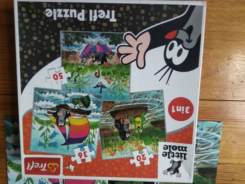 Puzzle 3 w 1 Krecik Little mole Trefl 4+ 20, 36 i 50 elementów i
