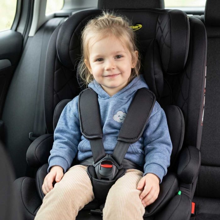 Fotelik Samochodowy 9-36 kg 76-150 cm ISOFIX NOWY i-Size Top Tether Dla Dziecka Regulowany Czarny
