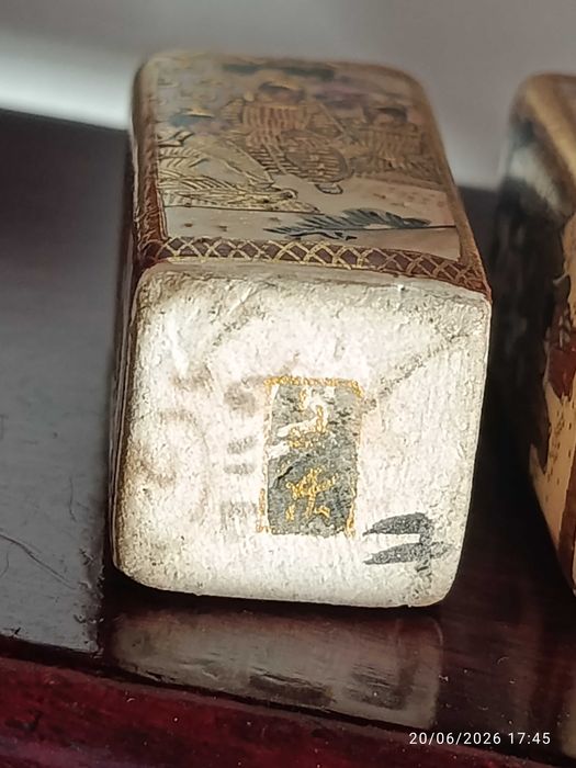 Paliteiros Satsuma Cerâmica Japonesa Meiji 4,5 cm